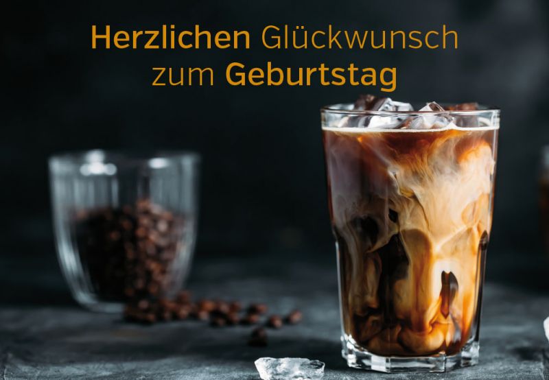 Faltkarte Herzlichen Glückwunsch zum Geburtstag (Kaffeeglas)