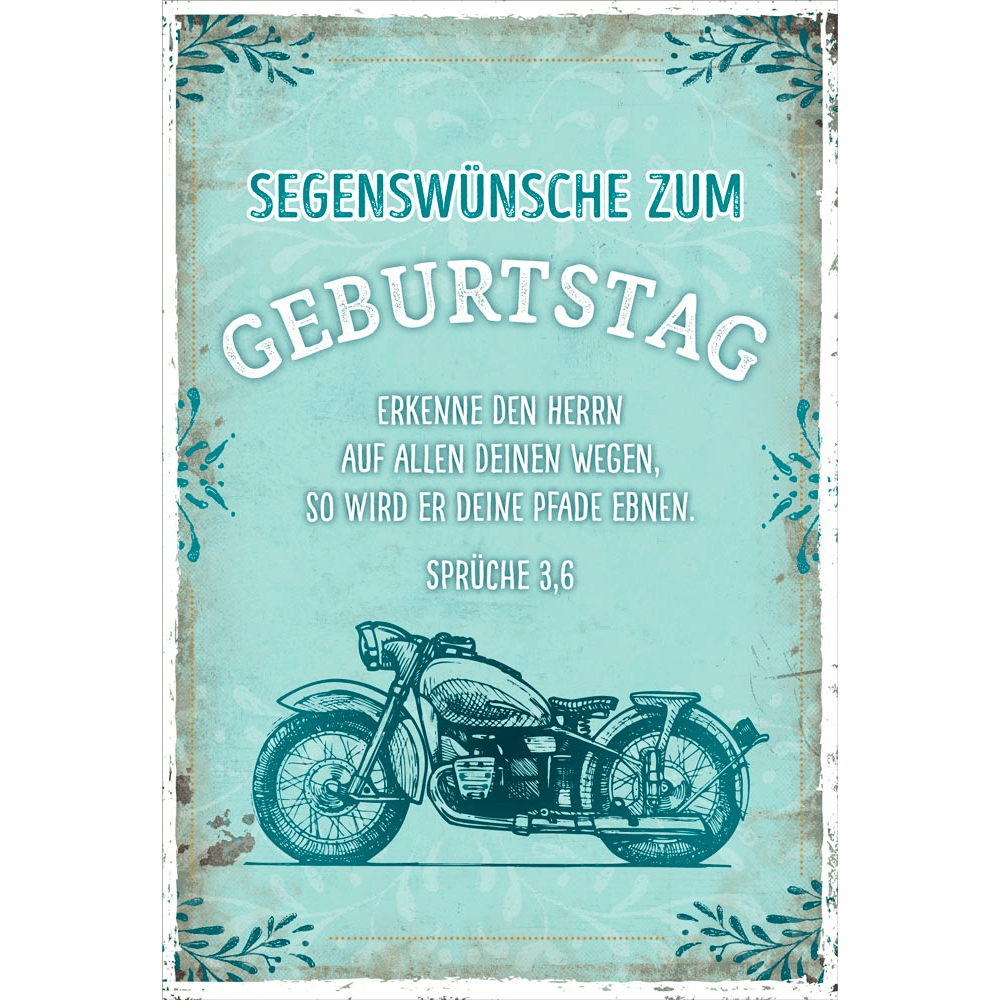 Postkarte Segenswünsche zum Geburtstag (Motorrad)