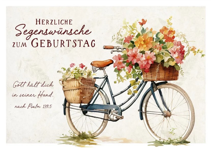 Postkarte Herzliche Segenswünsche zum Geburtstag (Velo)