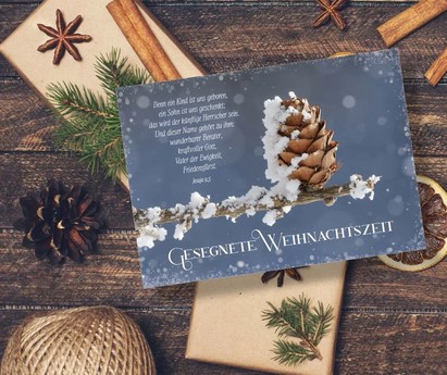 Postkarte Gesegnete Weihnachtszeit (Tannenzapfen)