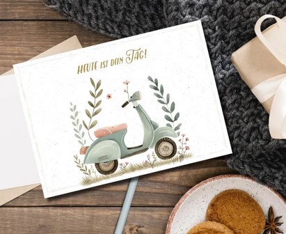 Postkarte Heute ist dein Tag! (Vespa)