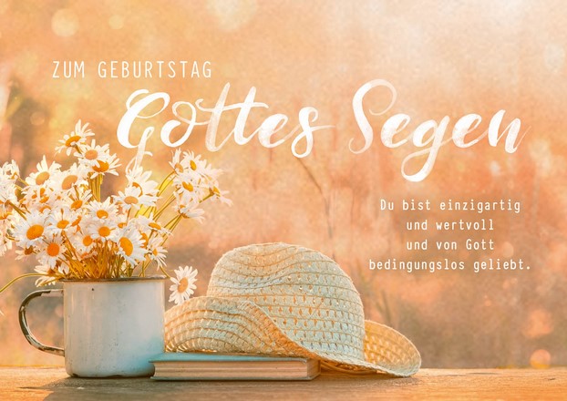 Postkarte Zum Geburtstag Gottes Segen (Sonnenhut)