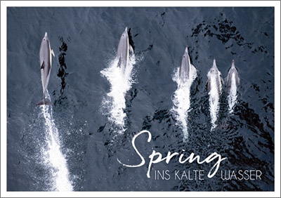 Postkarte Spring ins kalte Wasser