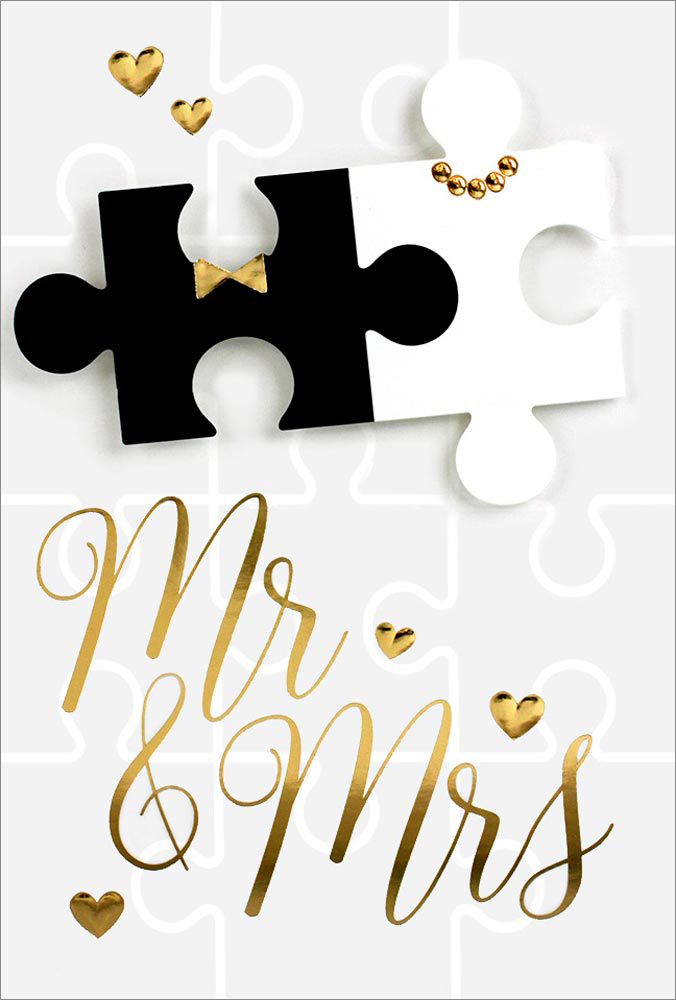 Faltkarte Hochzeit Mr & Mrs Puzzle