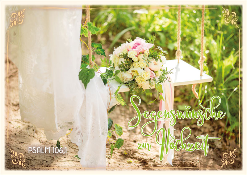 Faltkarte Hochzeit Strauss auf Schaukel