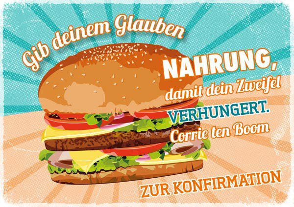 Faltkarte Hamburger - Zur Konfirmation