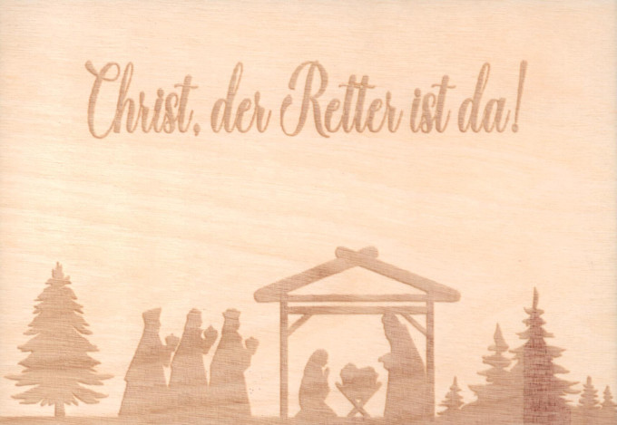 Holzkarte Christ, der Retter ist da